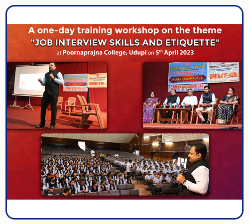 Skill training on job interview and etiquette by Mr. Praveen Udupa, A1 Logics