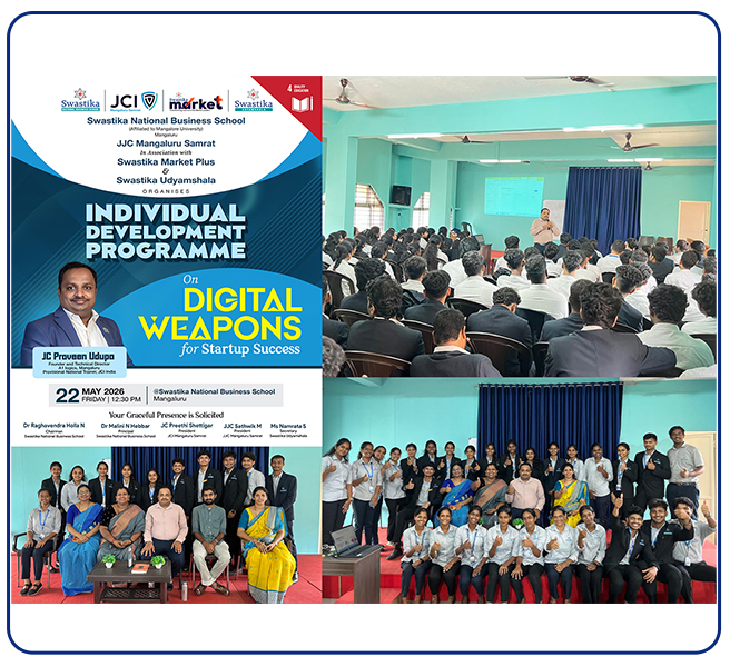 insightful session on “Digital Weapons for Startup Success”, Swastika National Business School, Mangalore, A1 Logics